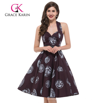 Grace Karin Halter Algodão Comprimento do joelho Vintage Retro 50s Party Dress CL6292-2 #